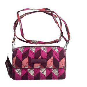 Vera Bradley Pink Gegoria Bohemian Chevron Pattern All In One‎ Crossbody Bag